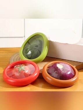 Set of 3 Vegetable Food Savers -  Tomato, Onion,  Avocado Etc